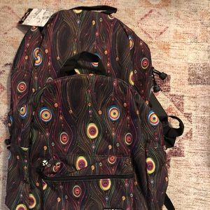 Yak Pak Backpack Book Bag Black & Peacock Feather School